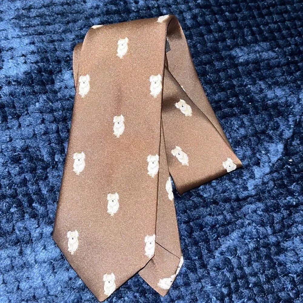 Vintage brown skinny import Australia Embossed Koala Men's Neck Tie